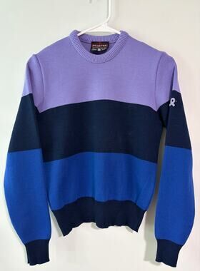 Vintage Demetre Pure Virgin Wool Colorblock Sweater Women's M Purple Blue